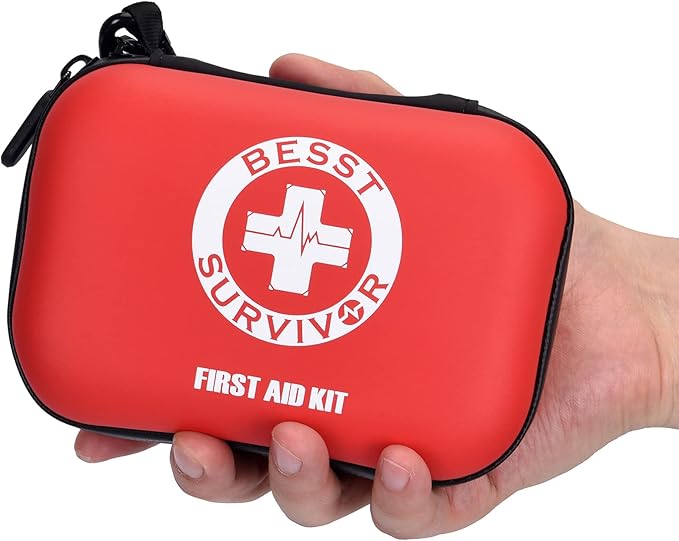 Mini First Aid Kit -Small Waterproof Hard Shell Medical Kit with Compartments for Camping, Hiking, Car, Home, Office, School - Emergency First Aid Supplies and Survival Kit