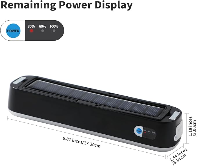 Solar Rechargeable Camping Lantern - 2000 Lumens, 4 Light Modes, Portable Power Bank (Black)