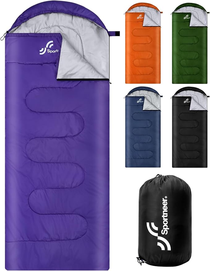 Sportneer Sleeping Bags for Adults, Warm & Cold Weather Sleeping Bag for Adults Kids Boys Girls - Lightweight Compact Camping Gear Equipment, Traveling, Backpacking, Hiking