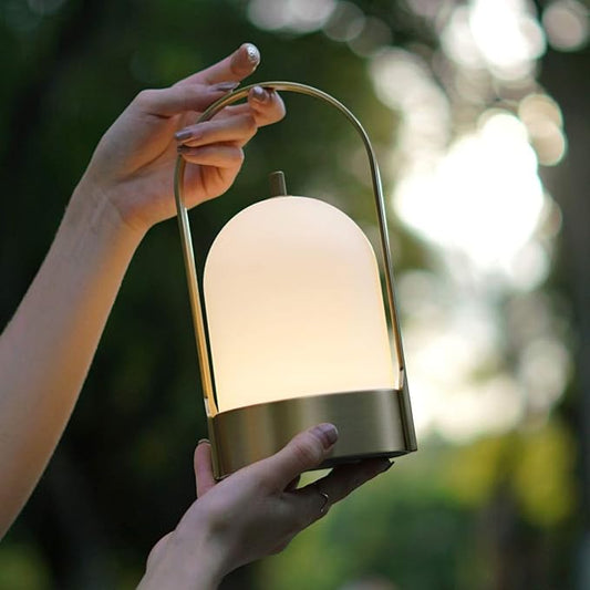 Tubicen Portable Outdoor Battery Operated Lantern Table Lamp Waterproof, 4000mAh Cordless Rechargeable 4 Levels Touch Dimmable Brass Table Lamp, LED Night Light for Patio Camping Dining Room Bedroom