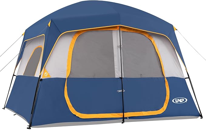 UNP 2/4/6/8 Person Tent, Portable Cabin Tent, Camping Tent 4-Person Easy Set Up, Waterproof with Top Rainfly for Outdoor Camping/Hiking
