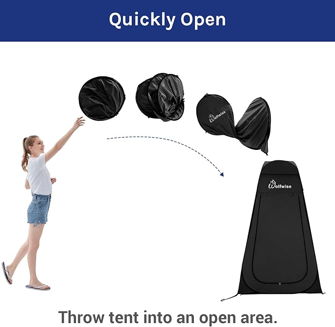 WolfWise Pop Up Privacy Shower Tent Portable Outdoor Sun Shelter Camp Toilet Changing Dressing Room