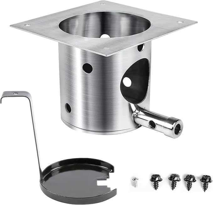 QuliMetal 304 Stainless Steel Fire Burn Pot Replacement Parts for Traeger and Pit Boss Pellet Grills, Durable Firepot with Ash Remover and Screws
