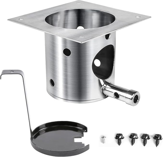 QuliMetal 304 Stainless Steel Fire Burn Pot Replacement Parts for Traeger and Pit Boss Pellet Grills, Durable Firepot with Ash Remover and Screws
