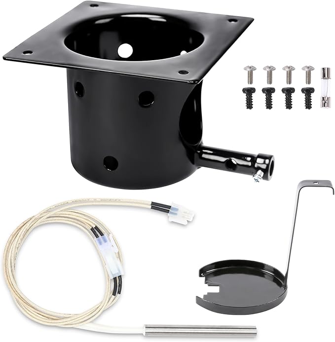 Fire Burn Pot and D2 Hot Rod Ignitor Kit for Traeger Pro 575 & 780, Ironwood 650 & 885, Silverton 620 & 810 Wood Pellet Grills with D2 Direct Drive and WiFIRE Technology, Porcelain-Enameled Fire Pit