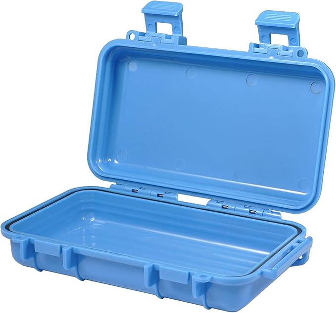 Dry Storage Box, Shockproof Waterproof Box with 2 U‑Shape Buckle, Plastic Storage Container for Cameras, Phones, Camping, Fishing, Hiking(small-Blue)