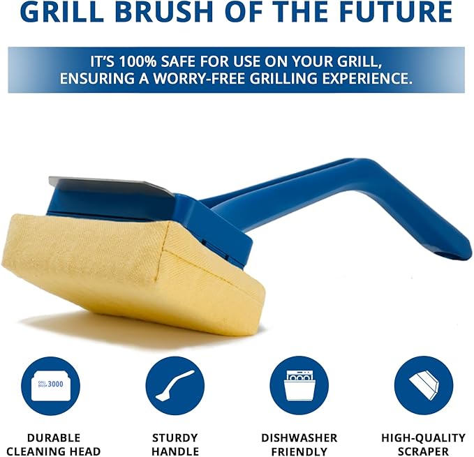 Grill Rescue BBQ Replaceable Scraper Cleaning Head, Bristle Free - Safe, Durable and Unique Scraper Tools for Cast Iron or Stainless-Steel Grates, Barbecue Cleaner (GB3000)