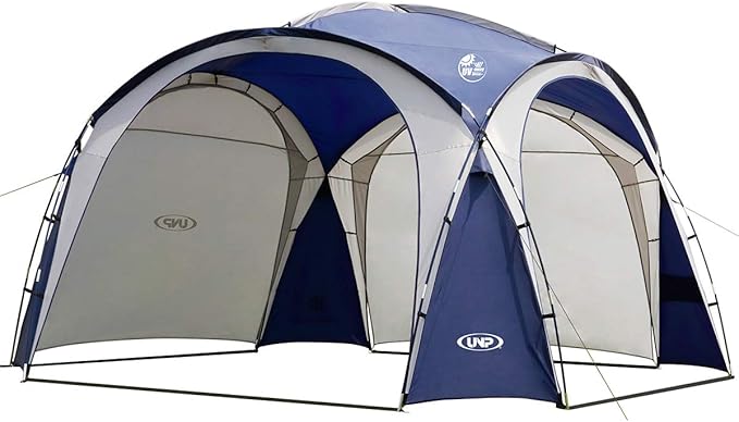 Large Beach Canopy Tent UPF 50+ 12x12 ft Waterproof & Rainproof Dome Sun Shelter for 8-10 Person with 2 Side Walls, Perfect for Camping, Backyard, Fishing, Parties, Picnics