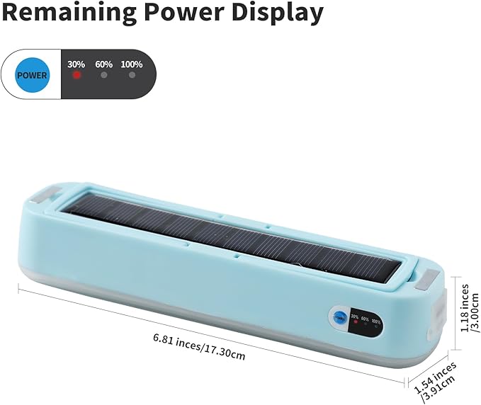 Solar Rechargeable Camping Lantern - 2000 Lumens, 4 Light Modes, Portable Power Bank (Blue)