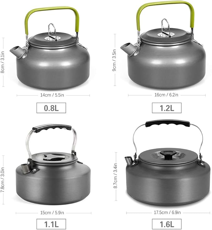 Docooler Camping Kettle - 0.8L Portable Ultra-Light Outdoor Hiking Camping Picnic Water Kettle, Teapot, Coffee Pot - Compact, Quick-Heat & Anti-scalding