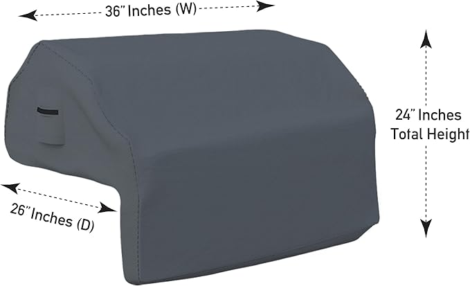 Covers & all Built-in Outdoor Grill Cover, Durable 12 Oz Waterproof Cover Max Material with Air Pocket & Elastic for Snug Fit (36" W x 26" D x 24" H Inches, Grey)