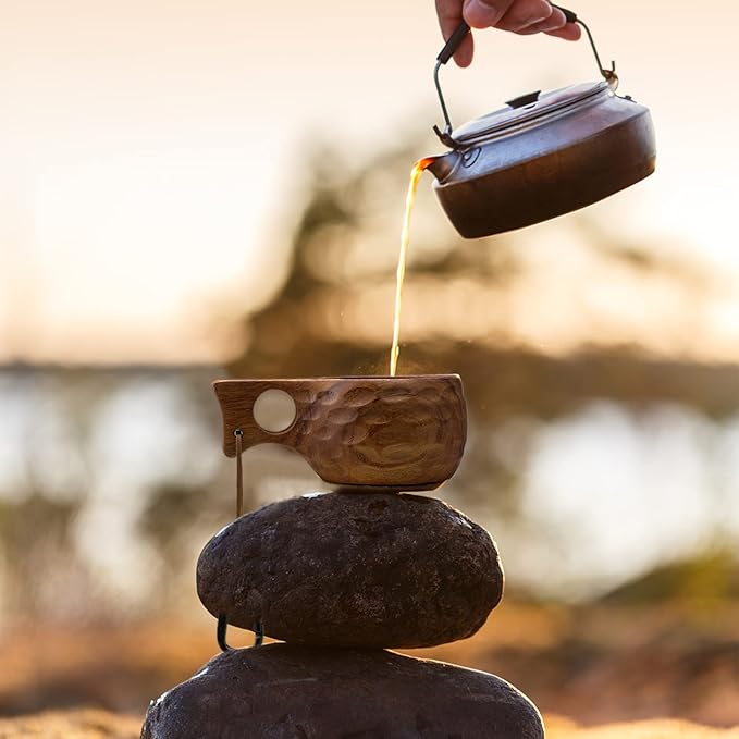 Kuksa Wooden-Mug - 6.76 oz Wood Coffee Cup for Camping, Hiking, traveling