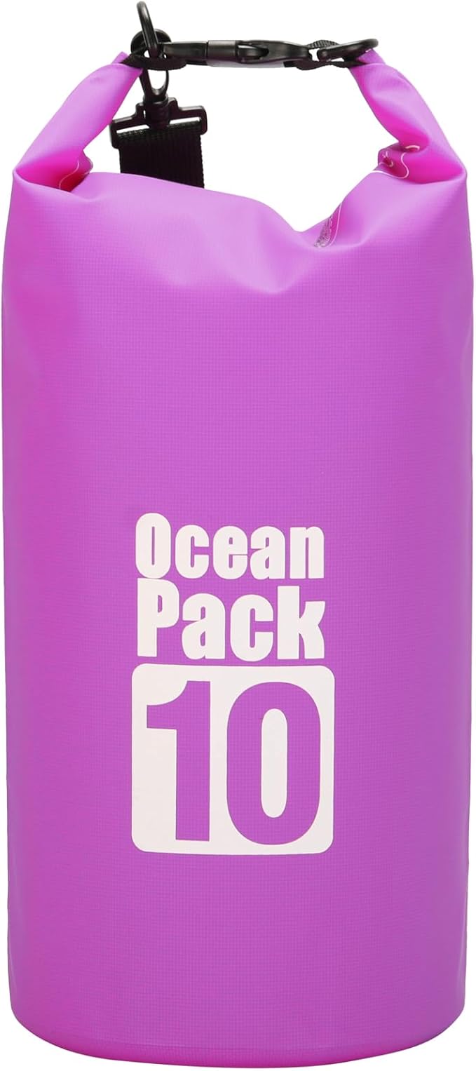Waterproof Dry Bag 10L Custom PVC Sack Rafting Camping Hiking Backpack Kayak Sport Beach Gear Dry Bag (Pink Berry)