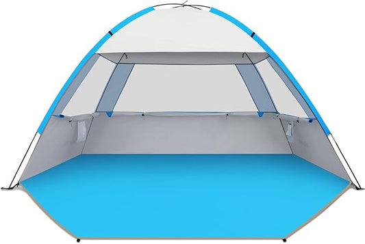 Gorich Beach Tent Sun Shelter for 3/4-5/6-7/8-10 Person with UPF 50+ UV Protection, Lightweight & Easy Setup Beach Shade Canopy, Portable Beach Shade Tent Beach Cabana