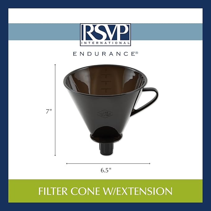 RSVP Manual Drip Coffee Filter Cone for Carafes or Thermos