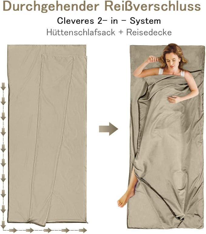 Sleeping Bag Liner,Travel Sheets & Adult Sleep Sack & Self Tan Sleep Sack for Backpacking,Hotel, Hostels, Lightweight Single Camping Sleep Pod