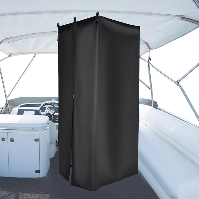 Pontoon Boat Privacy Tent Boats Curtain Adjustable Hanging Install Under Bimini Top 72" H 30" L 27" W Waterproof Portable Changing with Storage Bag