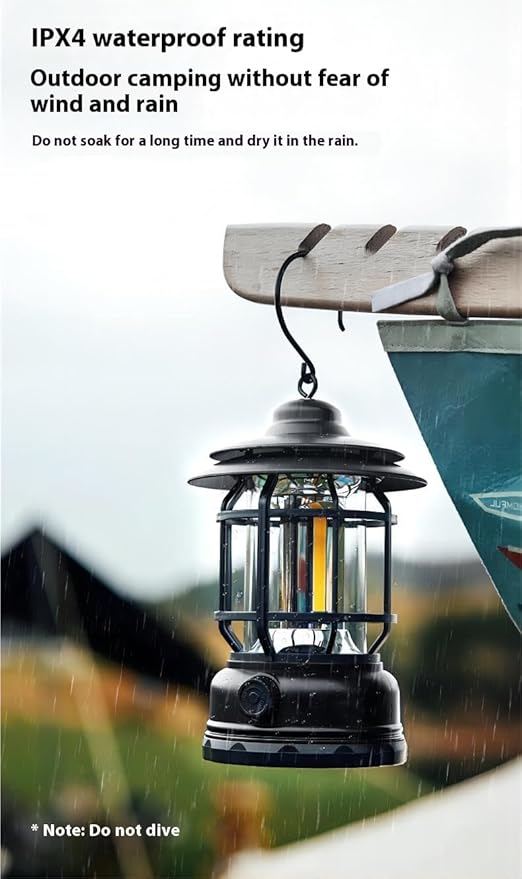 Rechargeable Camping Lantern,Outdoor Camping Light with USB Charging Port,Fearless of Wind and rain,Suitable for Garden,Courtyard,and Lawn Use(Red)