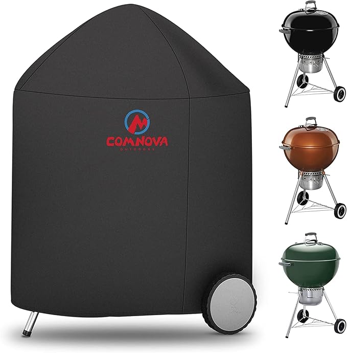 Comnova Charcoal Kettle Grill Cover - 7153 BBQ Cover for Weber 26 Inch Original Kettle Charcoal Grill, 600D Heavy Duty & Waterproof Cover for 26 Inch Weber, Cuisinart and Char-Griller Charcoal Grill