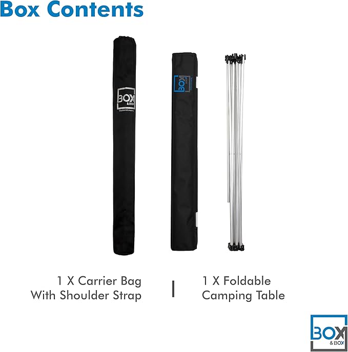 BOX & BOX Fabric Folding Table Portable with Travel Bag, Folding Camping Table, Outdoor Table, Foldable Table for Camp, Beach, Picnic, Camping Gear, Kitchen Table for 4 People, 29x21.6x19 in, Black