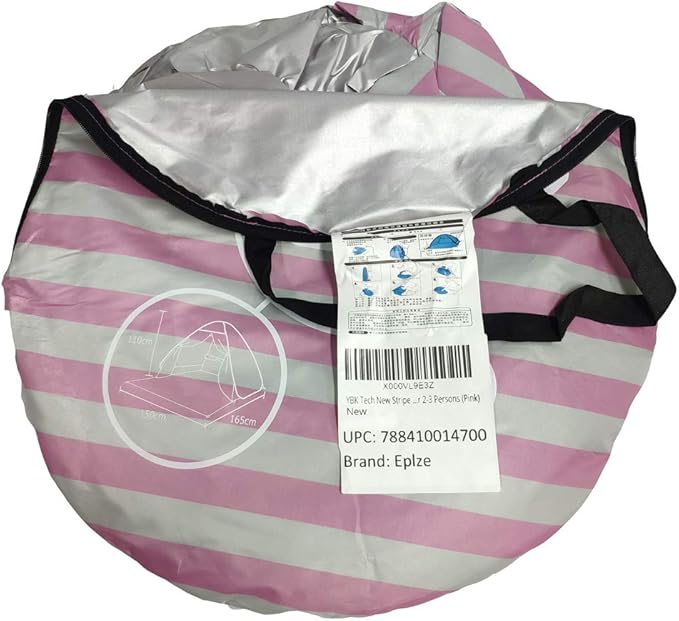 YBK Tech New Stripe Style Automatic Pop Up Beach Tent UV Protection Instant Portable Quick Cabana Sun Shelter for 2-3 Persons (Pink)