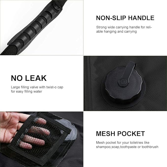 Solar Shower Bag Portable Shower for Camping Heating Camping Shower Bag 5 Gallons/20L Hot Water 45°C Switchable Shower Head for Camping Beach Swimming Outdoor Traveling Hiking…