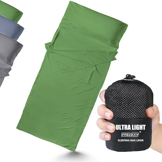 Frelaxy Ultralight Sleeping Bag Liner - Lighter & Compact, 3 Sizes Travel Sheets & Adult Sleep Sack, Comfy Breathable & Cooling & Silky Soft, Quick-Drying, for Backpacking, Hotel, Camping, Hostels