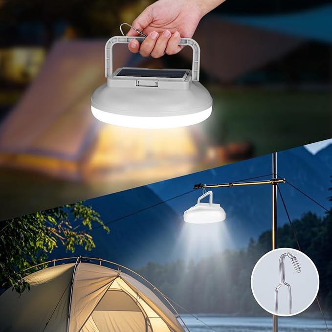 4500LM Solar Camping Light - Portable LED Camping Lantern Hanging IPX4 Waterproof Tent Lights, USB Rechargeable Outdoor Lamp for Camping, Hurricane, Emergency, Hiking, Power Outages (126LEDs)