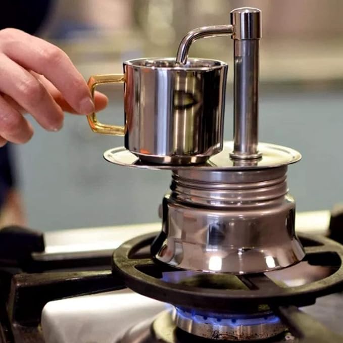 Single Spout Mocha Pot, Stainless Steel Espresso Maker Coffee Pot Lightweight Cafe Maker Portable Outdoor Camping Brewed Coffee Cup for All Electric Ceramic Gas Stovetops(50ml)