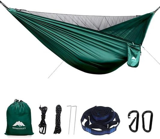 Camping Hammock - Portable Hammock with Mosquito Net, Lightweight Backpacking Hammocks Swing Camping Accessories for Indoor, Outdoor, Beach, Backyard, Patio, Travel, Hiking