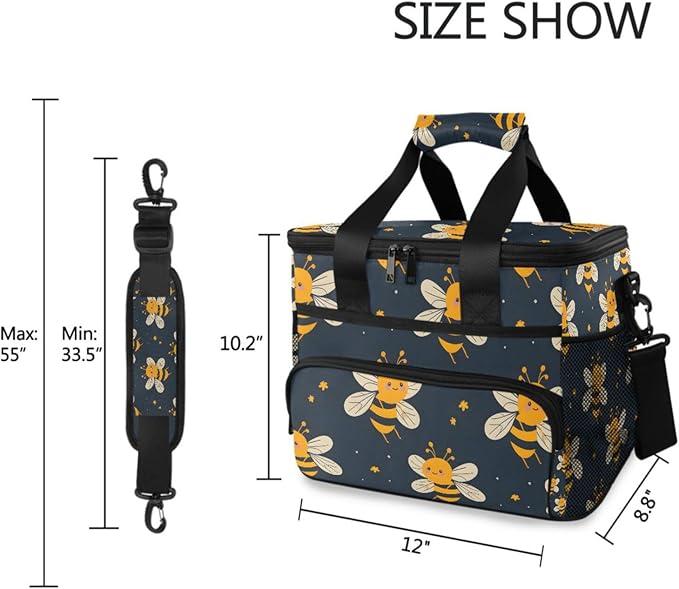 Cooler Bag Insulated Picnic Bag Large Lunch Box Reusable Tote Bag Soft Sided Portable Beach Cooler Grocery Camping