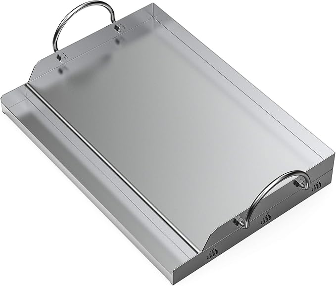 Onlyfire Universal Stainless Steel Griddle for Most BBQ Grills with Removable Handles, 18"×12.5"