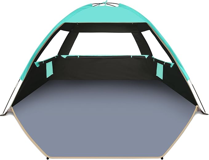 Gorich Beach Tent Sun Shelter for 3/4-5/6-7/8-10 Person with UPF 50+ UV Protection, Lightweight & Easy Setup Beach Shade Canopy, Portable Beach Shade Tent Beach Cabana