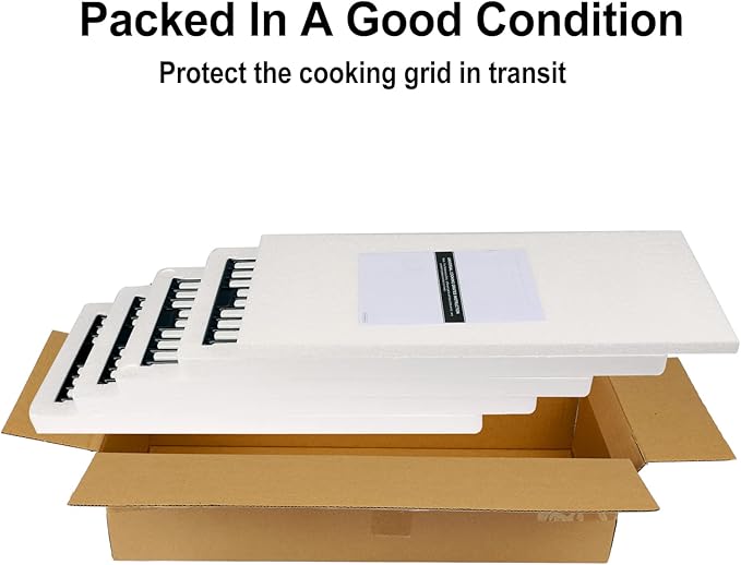 Hisencn Porcelain Cast Iron Cooking Grates Replacement for Chargriller Duo 5050, 3001, 5650, 3008, 3030, 3725, 4000, 2121, King Griller 3008 5252, Gas Grill Models Set of 4 Grill Grids