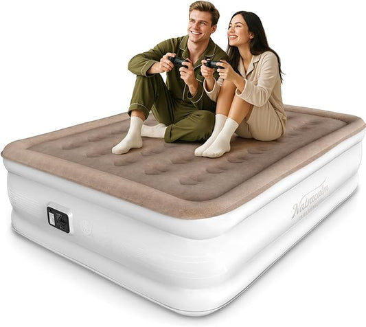 Air Mattress Queen with Built in Pump, Blow up Mattress, Upgraded Inflatable Mattress for Camping, Home and Temporary Guest Bed, Comfort and Portable Air Bed Queen Size, colchon inflable