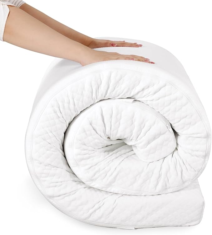 HOMBYS Memory Foam Camping Mattress Pad,Portable Sleeping Pad for Adult,Waterproof Cot Mattress,Roll Up Floor Mattress,Foldable Backpacking Travel Bed for Hiking,Guest Bed