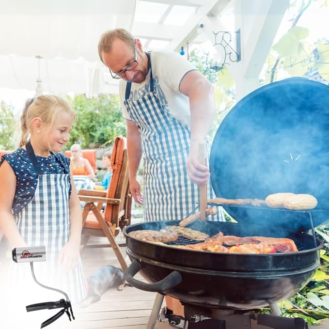 BBQ Dragon Charcoal Fan - Cordless Grill Fan for Camping, Fireplace, and Smokers - Heavy Duty BBQ Air Blower with Adjustable Clamp - Portable Fire Blower for Fireplace and Campfire