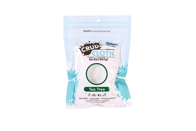 Shower In A Bag | Tea Tree Scented (Pack of 7) | Biodegradable No Rinse Bathing Wipes For Camping, Backpacking, and Travel. Pre Soaped Disposable Washcloths and Body Wipes