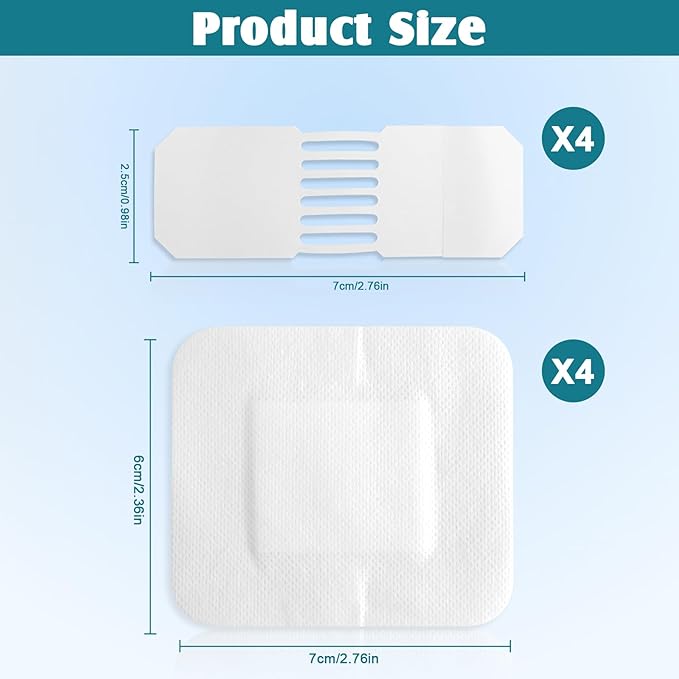 4PCS Emergency Wound Closure Strips Laceration Closure Kit Repair Wounds Without Stitches Elastic Skin Clean Cover Closure Device Sutures Butterfly Bandaids First Aid Kit