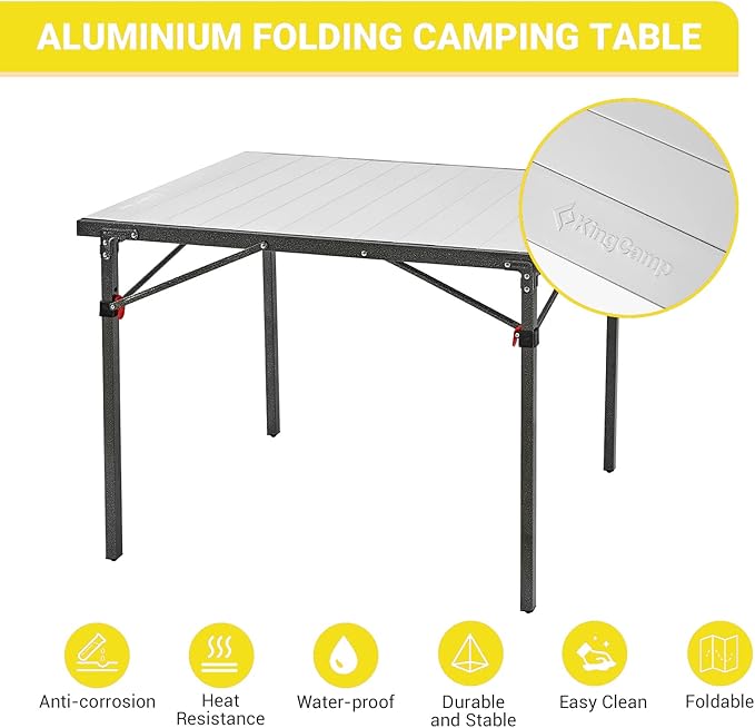 KingCamp Aluminum Folding Camp Table - Lightweight, Portable, Roll Up for Outdoor Camping, Picnic, Barbecue