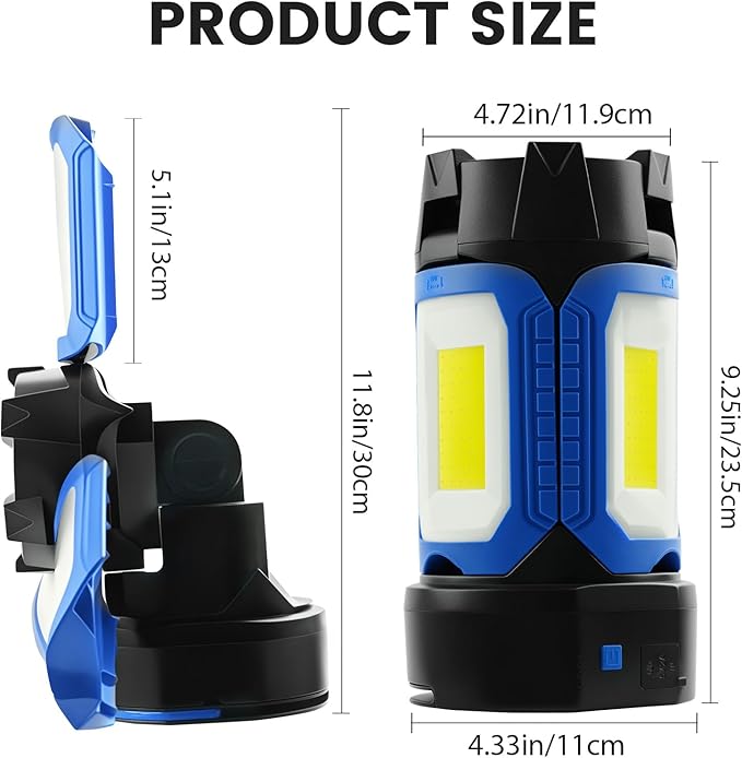 4000LM Rechargeable LED Work Light with Magnetic Base, 360° Illumination & 5 Light Modes - Portable Cordless Construction Light, 5000mAh USB-C Battery for Workshops, Repairs, Camping