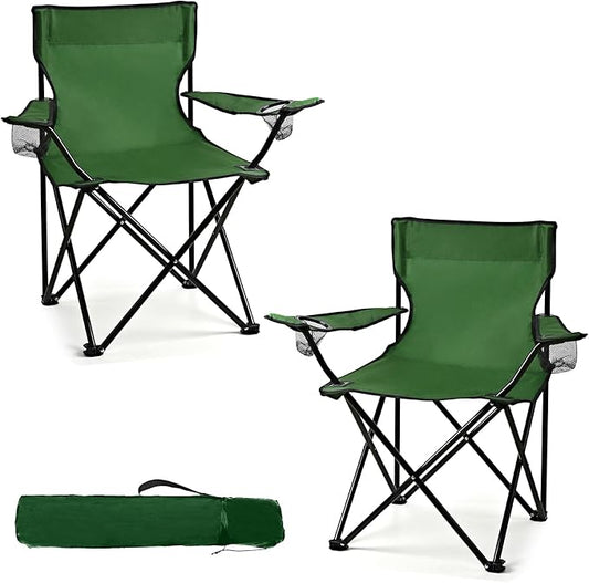 2 Pack Lightweight Camping Chairs for Adults & Teens, 250LBS Capacity Foldable Portable Chairs with Carry Bag, Compact Design for Camping, Beach, Picnics, and Outdoor Events