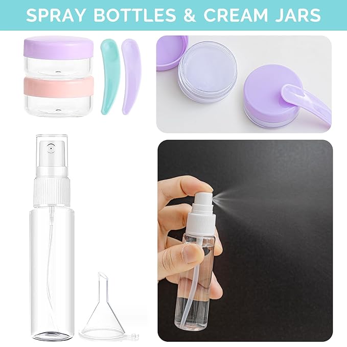 20 Pack Travel Bottles Set for Toiletries TSA Approved, Leak Proof Travel Size Containers Kit Portable Refillable Travel Accessories for Shampoo Conditioner Lotion Liquids