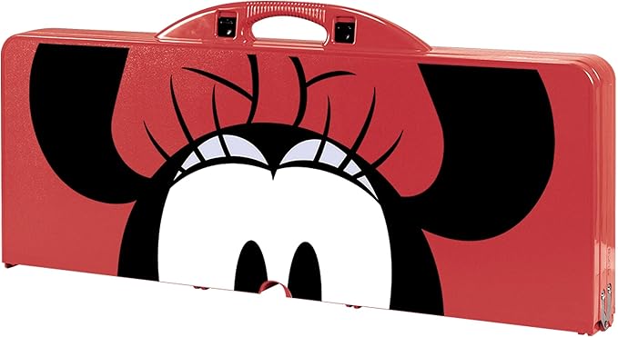 Picnic TIME Disney Minnie Mouse Folding Picnic Table, Camping Table, Outdoor Table with Umbrella Hole, (Red)