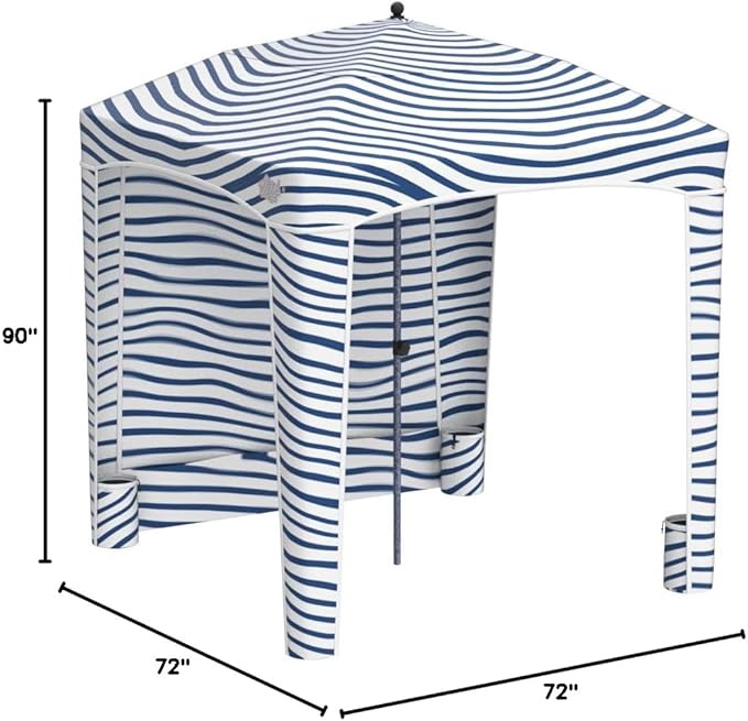 Qipi Beach Cabana - Easy to Set Up Canopy, Waterproof, Portable 6' x 6' Beach Shelter, Included Side Wall, Shade with UPF 50+ UV Protection, Ultimate Sun Umbrella - for Kids, Family & Friends
