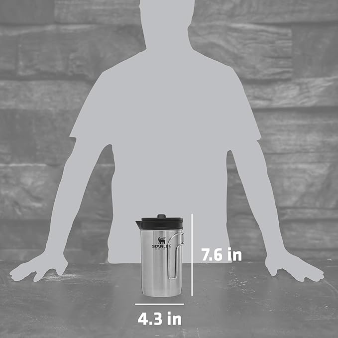 Stanley All In One French Press Coffee Maker 32 oz | 5 Minute Brew, 4 Hours Hot | Mesh Filter for Coffee Grounds | Insulated Stainless Steel French Press | BPA-Free | Stainless Steel Shale