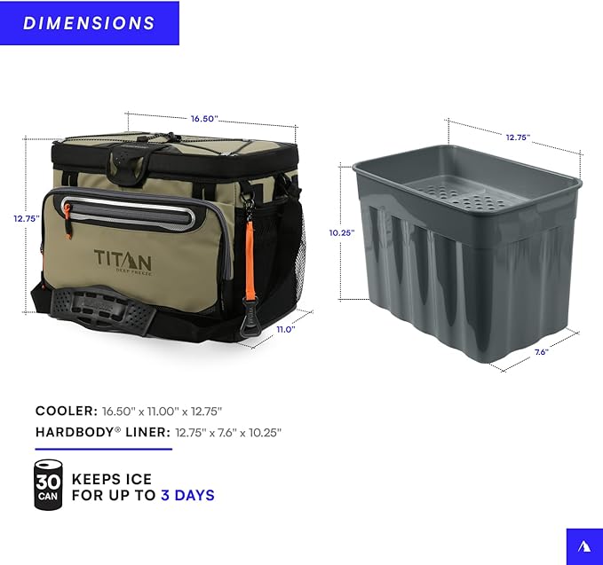 Arctic Zone Titan Deep Freeze Cooler - Zipperless Hardbody Cooler - Small & Large Capacity- Beach & Camping Cooler - Deep Freeze Insulation, HardBody Liner, and SmartShelf