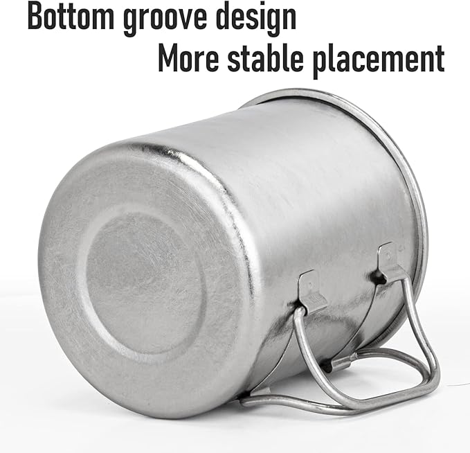 TiTo Titanium Cup Titanium Pot with Lid Ultralight Portable 450ml Foldable Handle Camping Tea Coffee Water Mug for Outdoor Backpacking Hiking Picnic Drinkware with Mesh Sack (Bright Titanium)