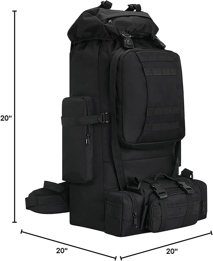 100L Camping Hiking Backpack,Molle military Tactical rucksack backpack,Waterproof Lightweight Hiking Backpack (Black)