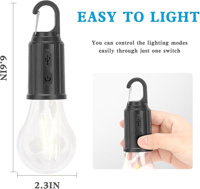 Battery Operated Rechargeable LED Lights Bulbs 2w 2700k Soft White Outdoor Waterproof,3 Light Modes,Vintage Candle Shape,for Gazebo Chandelier,Camping,Backup,Pergola,1pack USB Cordless Bulb